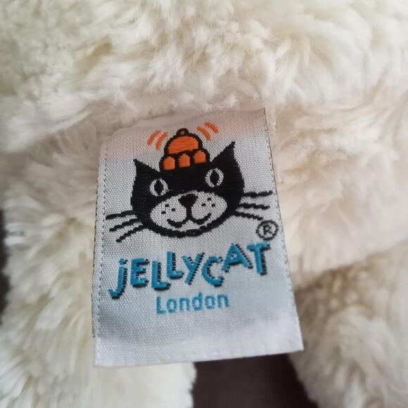 JELLYCAT Bashful Puppy Black White Spots Stuffed Plush Dog 12" Floppy Soft - Picture 5 of 6